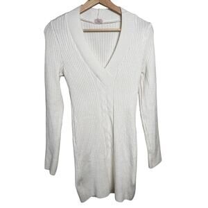 Hepa USA V-neck White Stretch Dress *Dimensions In Pictures*